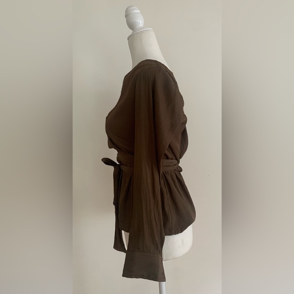 Banana Republic tie waist blouse size XS brown - Picture 4 of 8